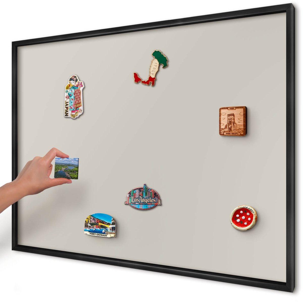 Artprintcave Romig Magneetbord mit Zwart Frame - 100x70 cm - Warme Steen Bord Voor Magneten - Minimalist Magneet Bord mit Frame - Achtergronden En Patronen