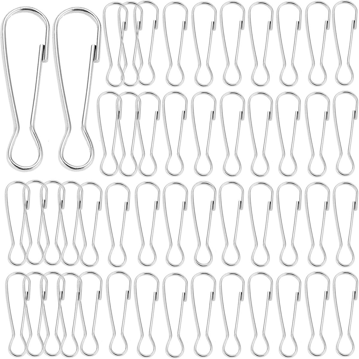 80 stuks vlaggenmastclips, eenvoudige haken, roestvrijstalen veerclips, haken, zilveren karabijnhaak voor sleutelhanger, rugzak, hondenriem, vlaggenstang