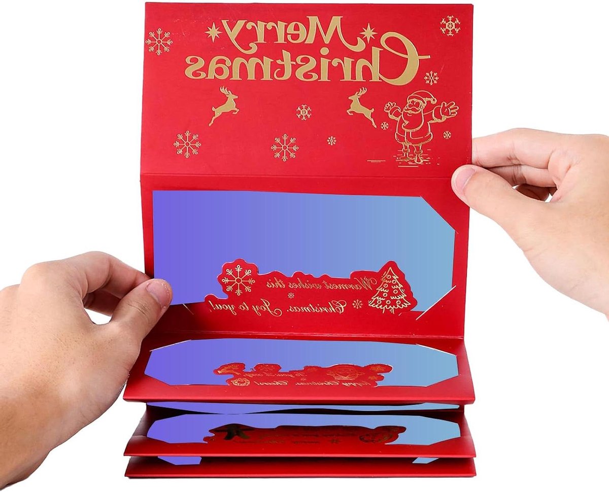 Kerst Geld Houder - Geld Envelop - Feestelijke Organisatie - 6 Vakken Ontwerp - 17x72cm - A