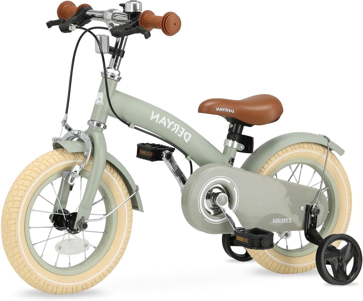 Kinderfiets - Loopfiets - Leren Fietsen - 3-in-1 Ontwerp - 12 Inch - Groen