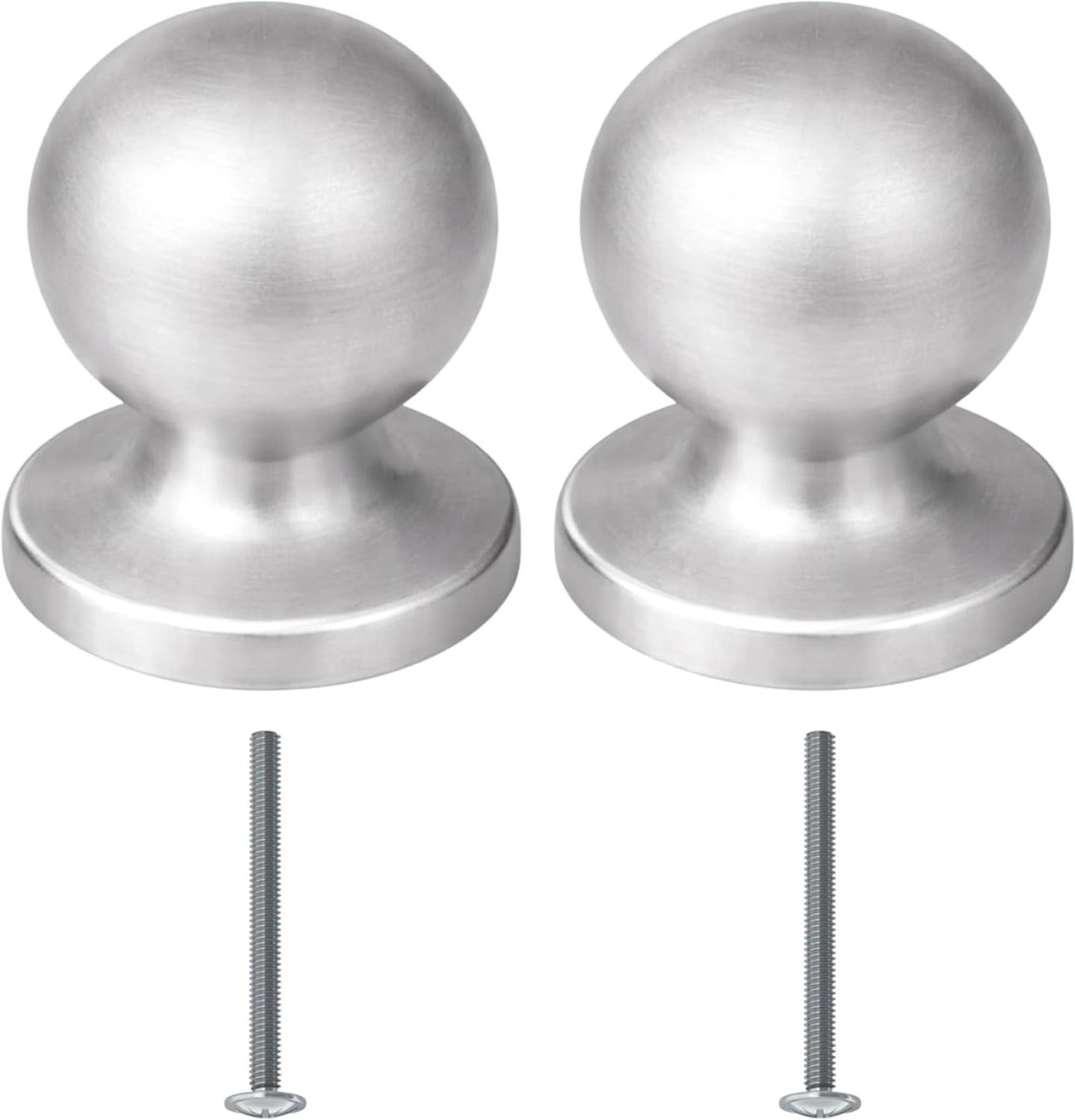 1 paar ronde knoppen voor meubels, deuren, kasten, laden, nachtkastjes, deuren - ronde knop voor meubels - kleine knop van zamak, kleur gesatineerd chroom