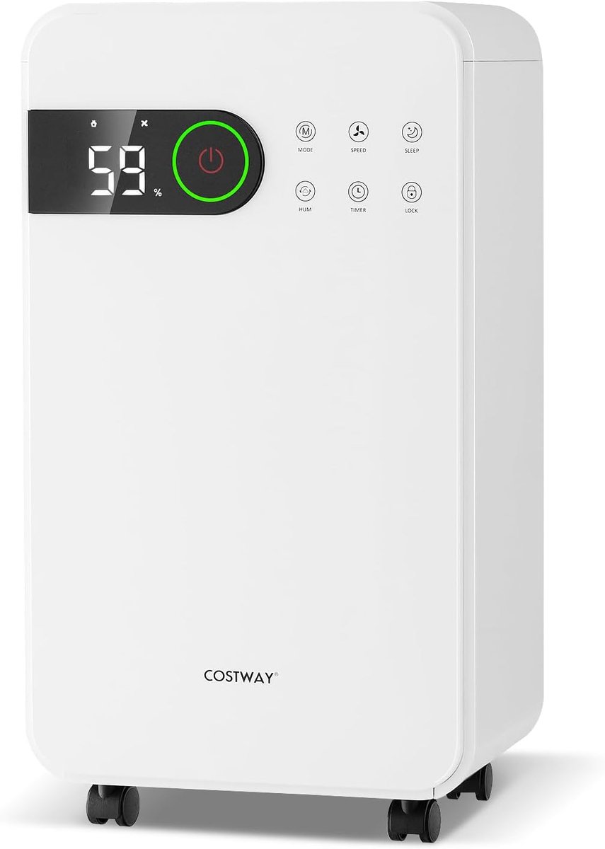 SnelShoppen - 3-in-1 Ontvochtiger met LED Display en Touchscreen, 15 L/ dag, Stille Ontvochtiger voor Slaapkamer, Woonkamer, Kantoor, 3 Modi & 2 Snelh