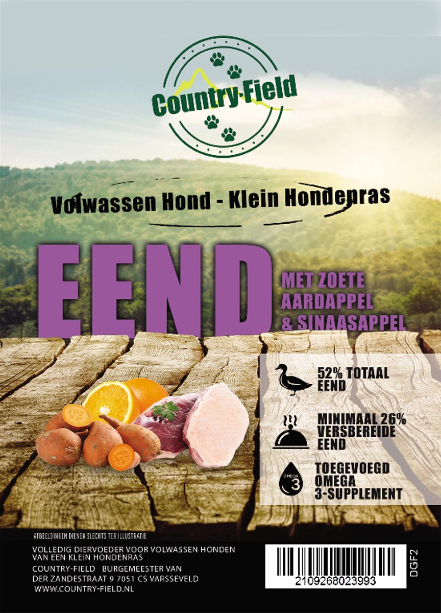 Country-Field Country-Field Graanvrij Adult small eend 6kg