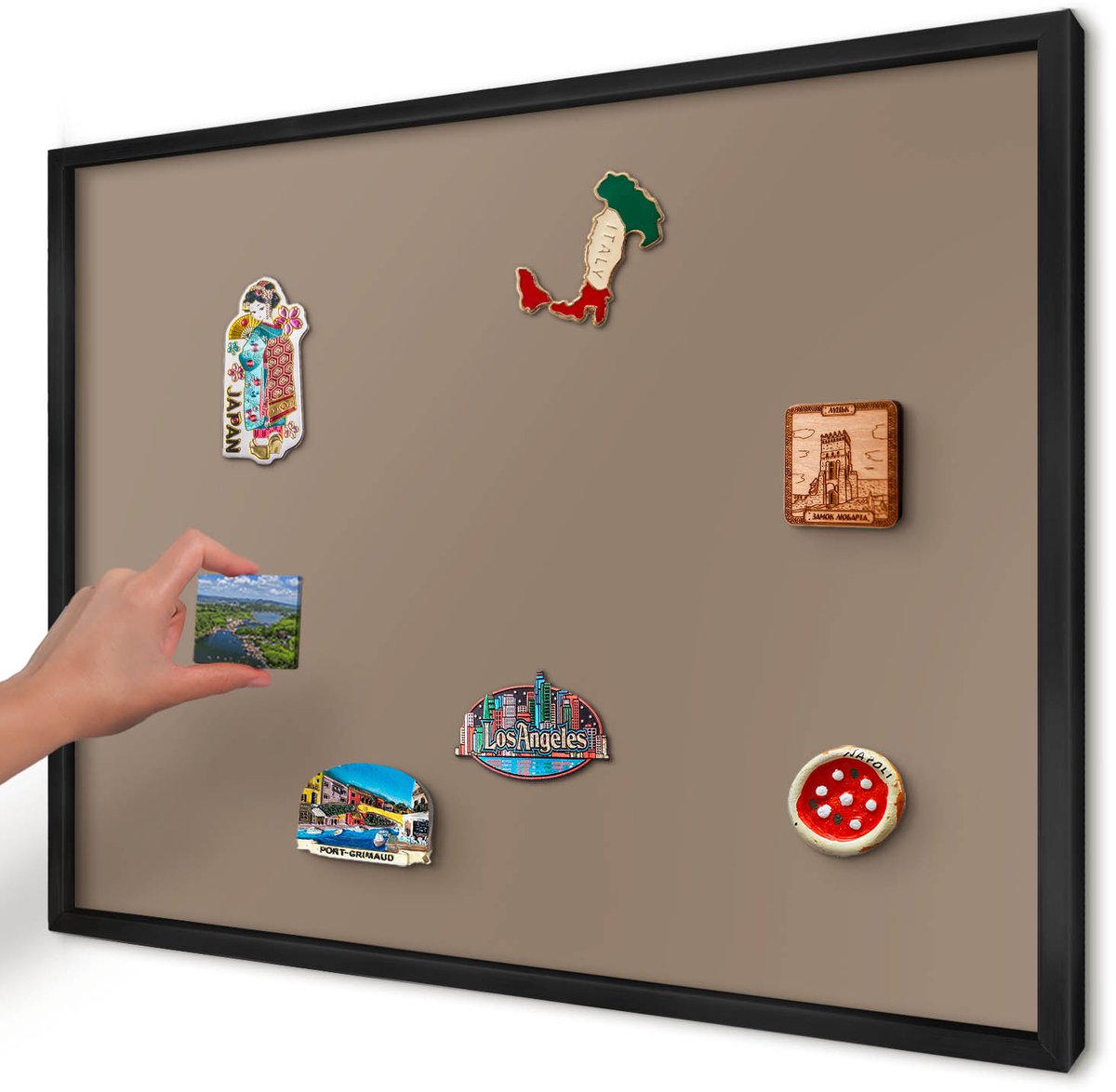 Artprintcave Bruin Magneetbord mit Zwart Frame - 70x50 cm - Neutraal Bruin Magnetisch Bord - Minimalist Magnetische Organizer - Achtergronden En Patronen