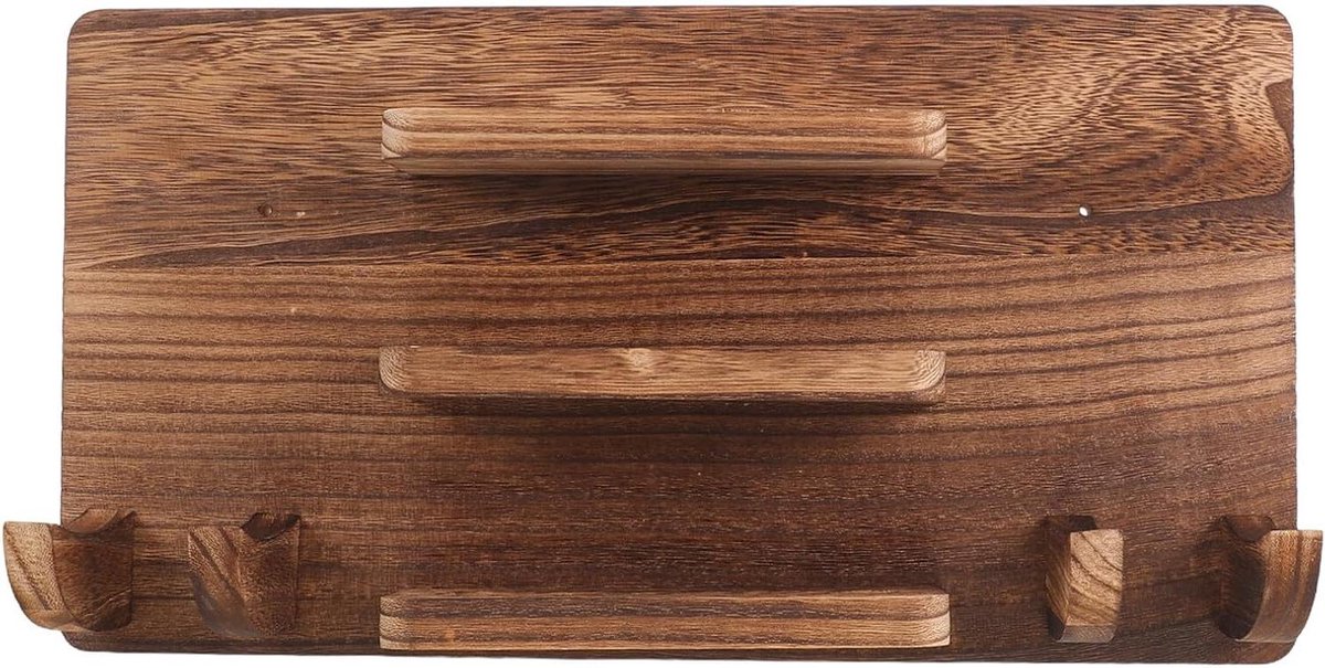 Houten Pingpong Organizer - Tafeltennisrek Wandmontage - Rackets Opslaan - Ruimtebesparend Ontwerp - 42 x 22 x 10 cm - Bruin