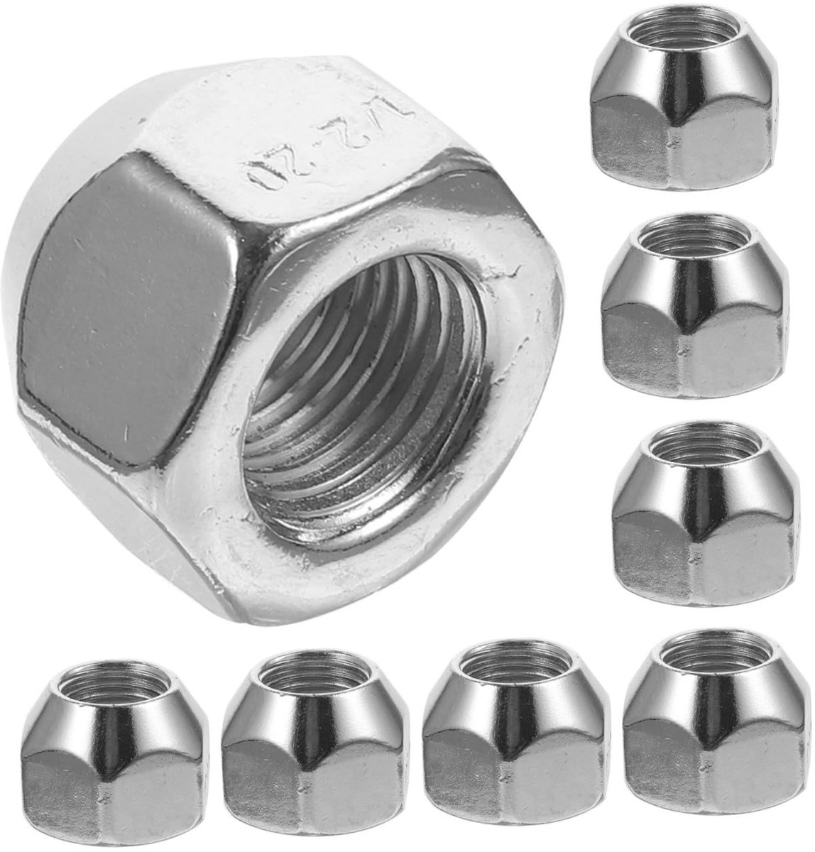 Moeren 1/2-20 van koolstofstaal, 10 stuks, voor aanhanger en caravan, accessoires voor buiten, naafmoeren voor aanhanger 1/2 x 20
