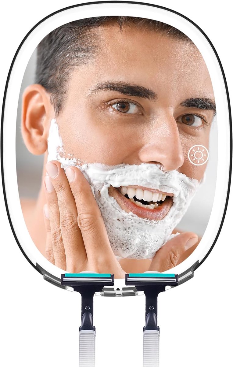 Scheerspiegel met anti-fog - 3 dimbare lichtkleuren - mistvrije douche spiegel - ideaal voor make-up - SnelShoppen