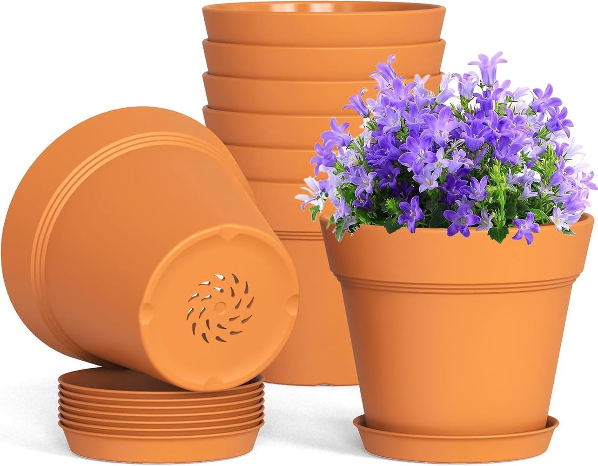 Bloempot 15 cm - 10 stuks - baksteenrood - perfect voor planten - SnelShoppen