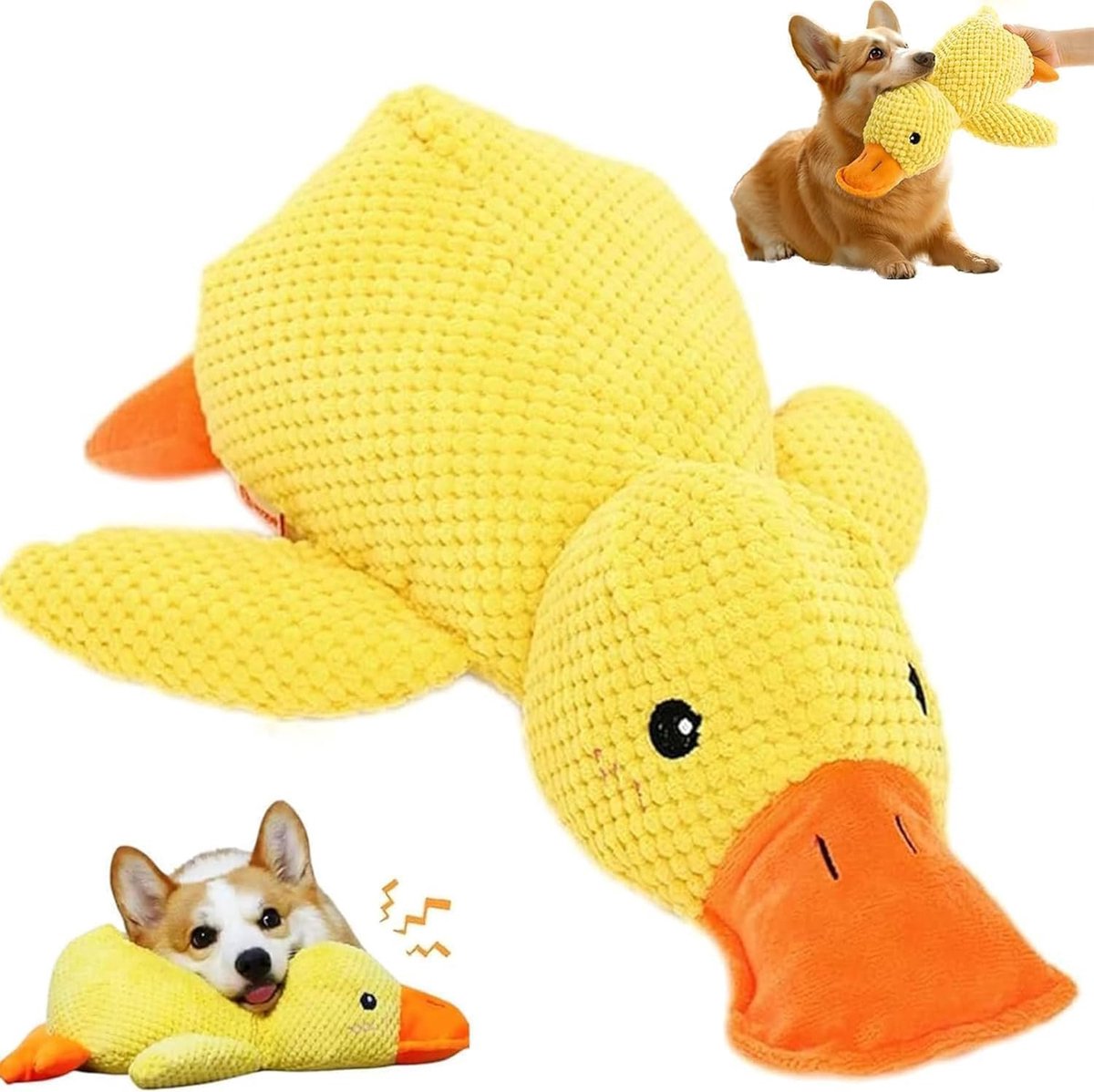 Eend Piepspeelgoed,Antistress Eend Hond,Pluche Anti-Stresseend voor Honden,Schattig Speelgoed,Piepend Pluche Speelgoed voor Klein,Middelgroot en Groot