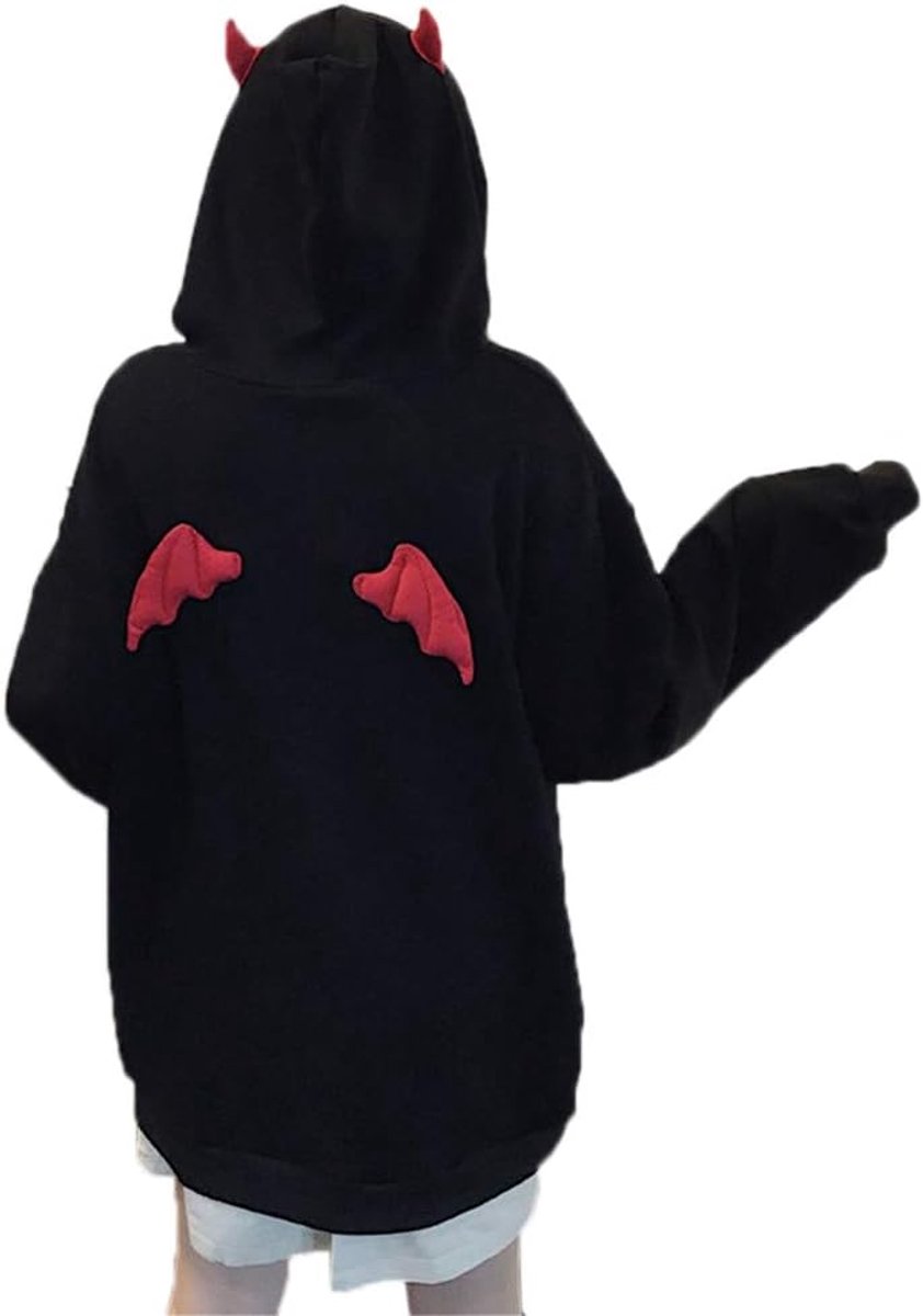 Devil Wings Hooded Sweatshirt Losse Lange Mouw Hoody Pullover Hooded