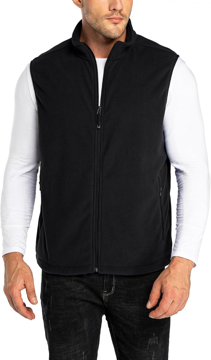 33,000ft Heren fleece vest jas staande kraag ultralicht outdoor mouwloos fleecejack giilet tops fleece vest heren met zakken ritssluiting