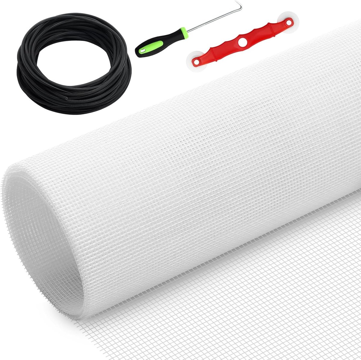 SnelShoppen - Vliegenscherm voor Raam, DIY Insectenbescherming, 250 x 120 cm, Robuust Glasvezel Net, Geschikt voor Balkon, Woonkamer, Terras, Dakraam,