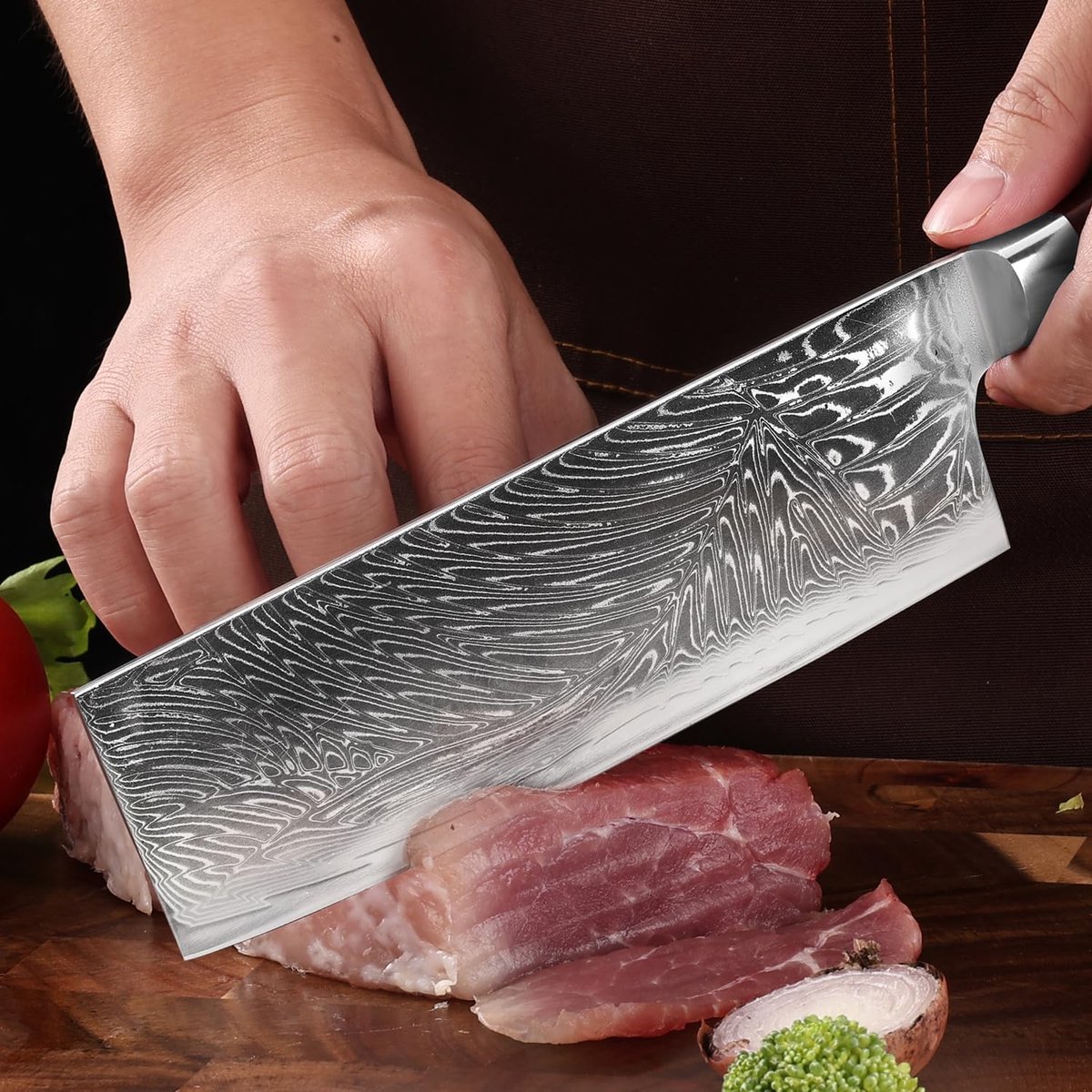 Nakiri koksmes – Gesmeed 67-laags Damaststaal,.Breed recht lemmet