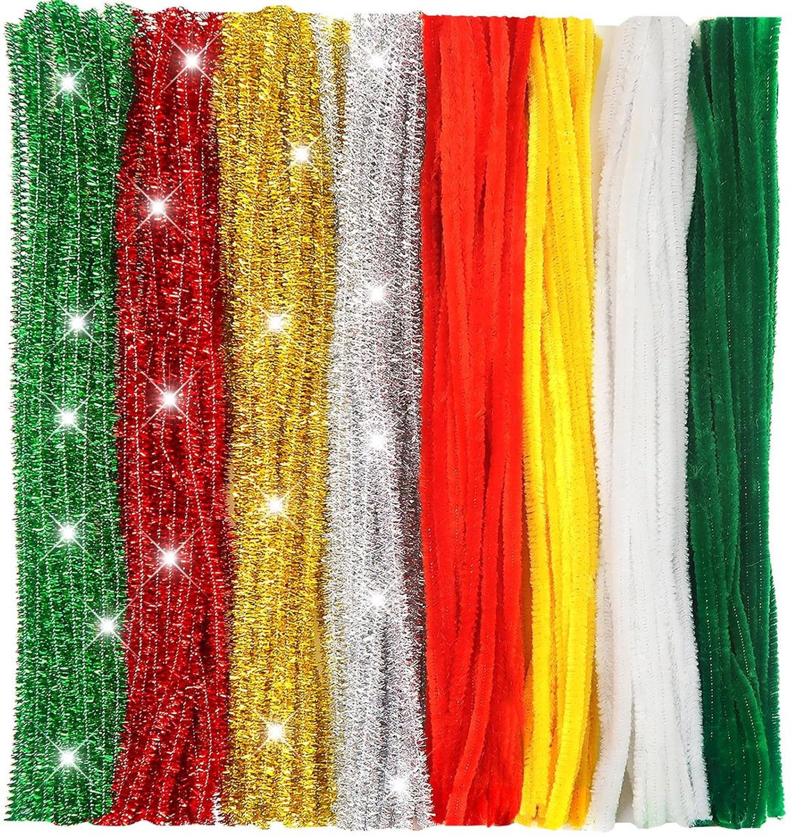 200 stuks Pijpenreiniger 4 Kleuren 2 Stijlen Glitter Pijpenragers om