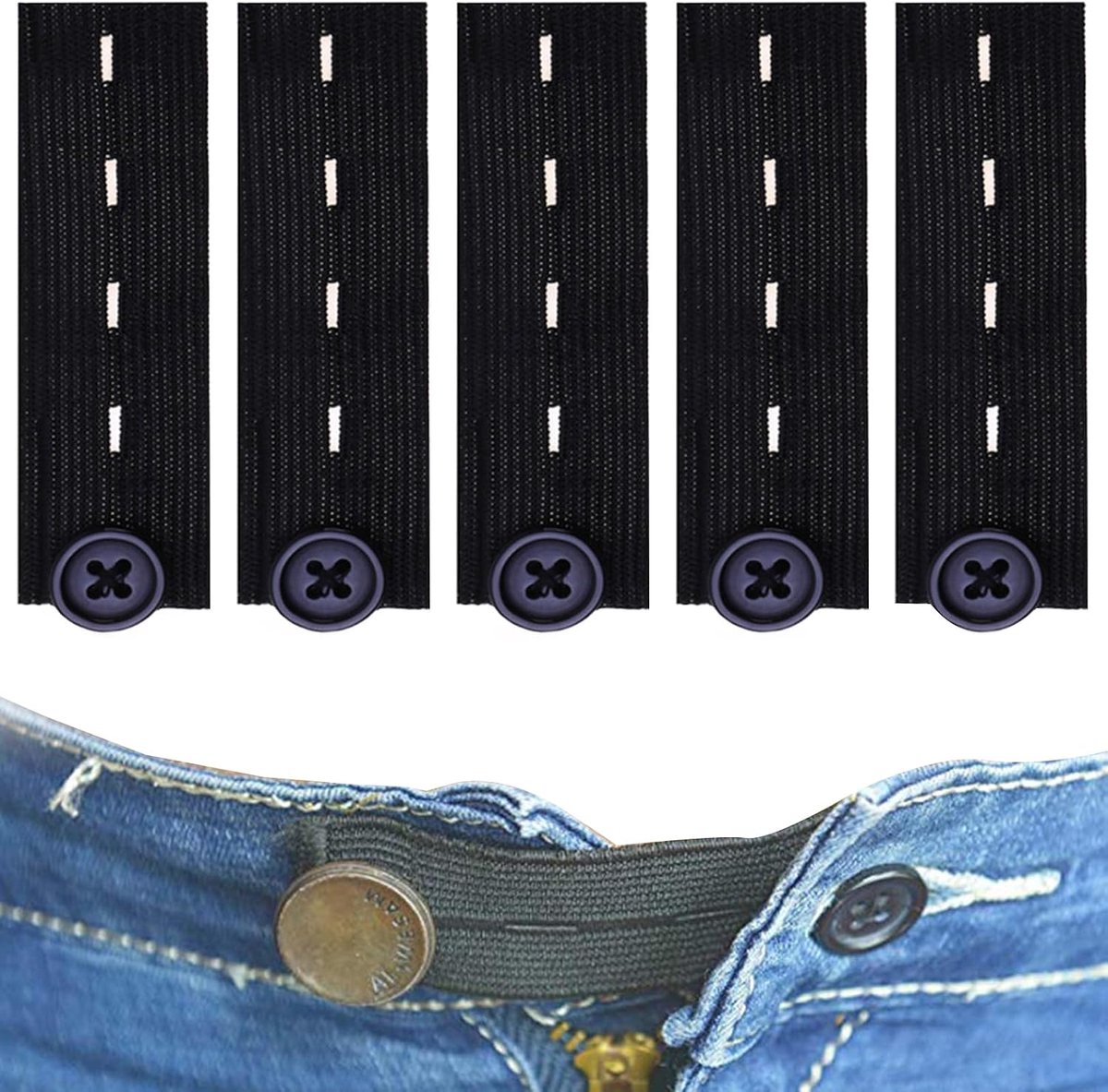 5 stuks broekbandverlenging zwangerschap, broekverlenging, knoopverlenging voor broek, verstelbare broekuitbreiding, zwangerschapsband, verstelbare knoop, elastische knoopverlenging