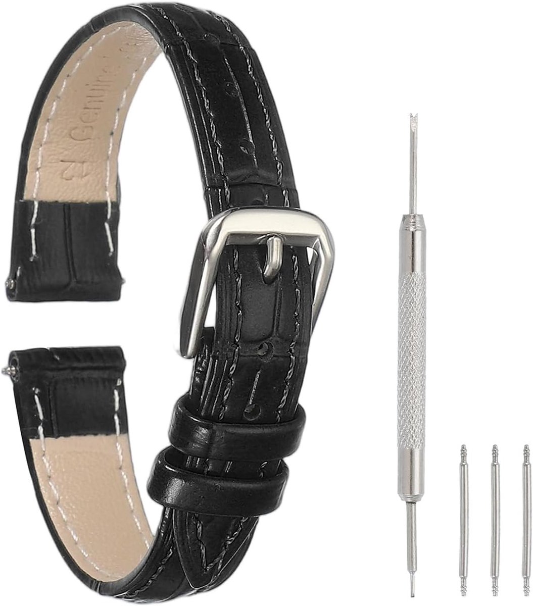 Leren horlogebandjes voor mannen en vrouwen, 12 mm horlogeband met