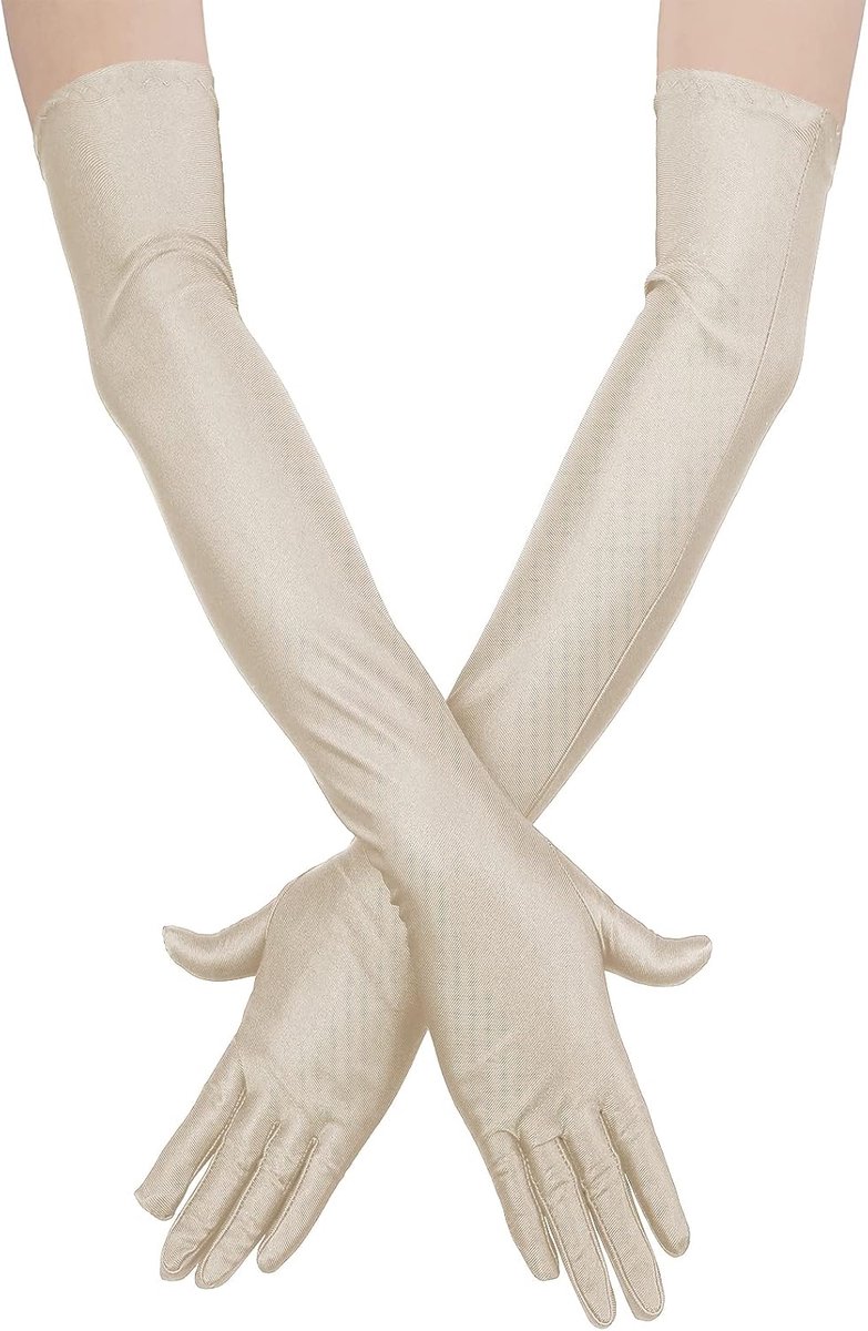 Handschoenen voor dames, lange satijnen vingerhandschoenen