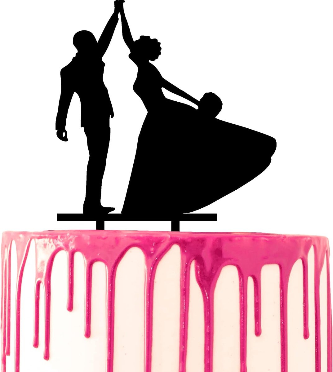 Taartopzetstuk voor bruidstaarten, bruidspaar en bruid, van acryl
