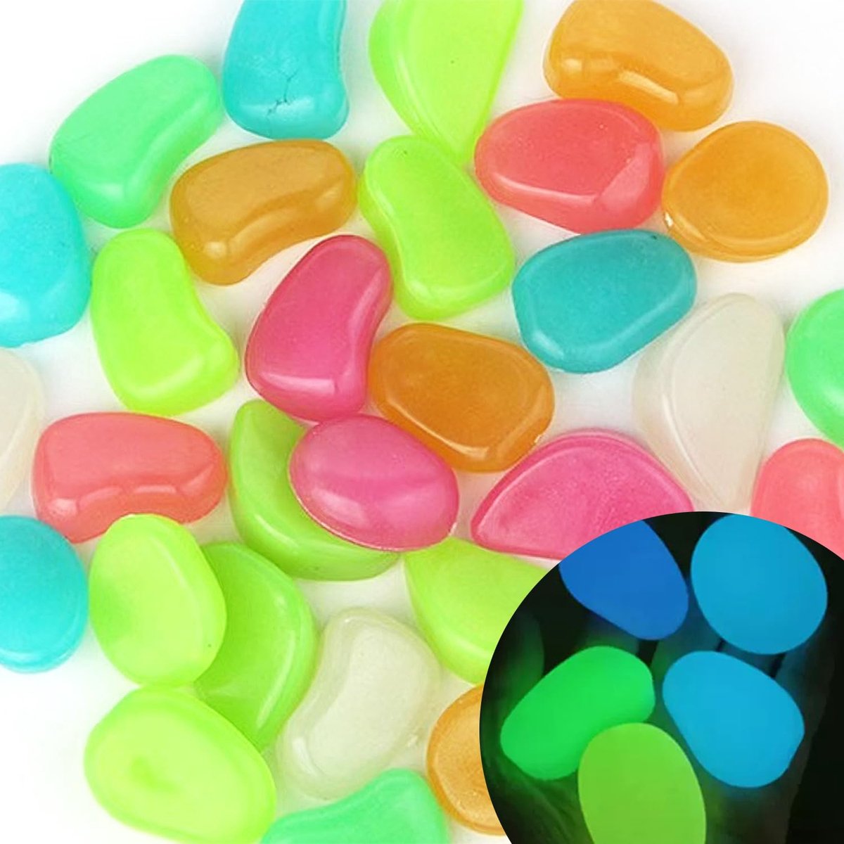 25 stuks lichtstenen van kunsthars, 4,5 cm, fluorescerende stenen
