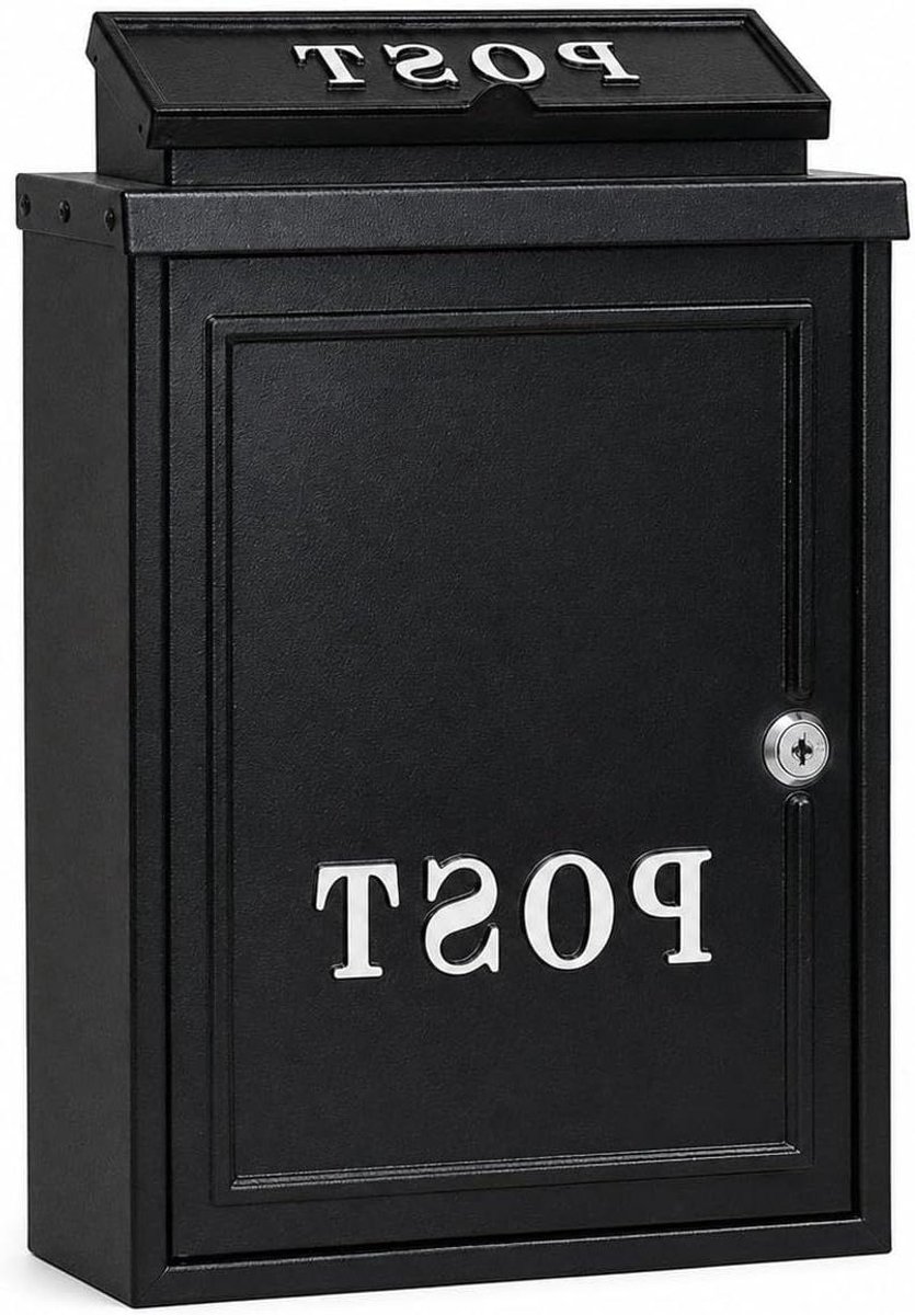 Brievenbus Muur - Postdoos Afsluitbaar - Post Ontvangen - Metalen Constructie - 290x135x415 mm - Zwart
