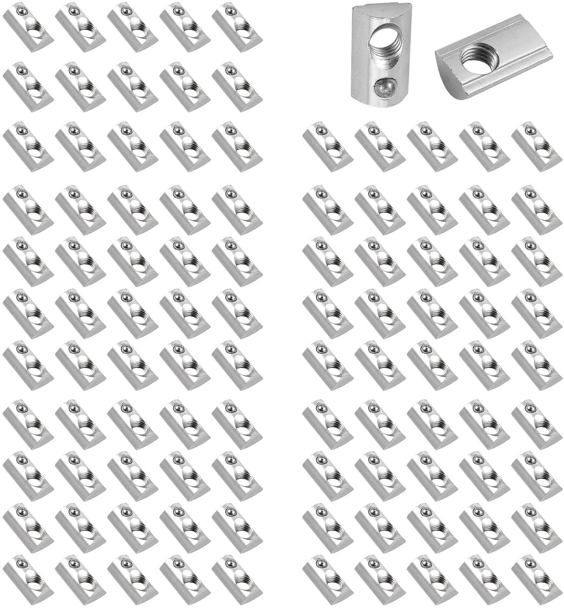 100 x groefmoeren met centrering kogel M6 groefmoeren, aluminium