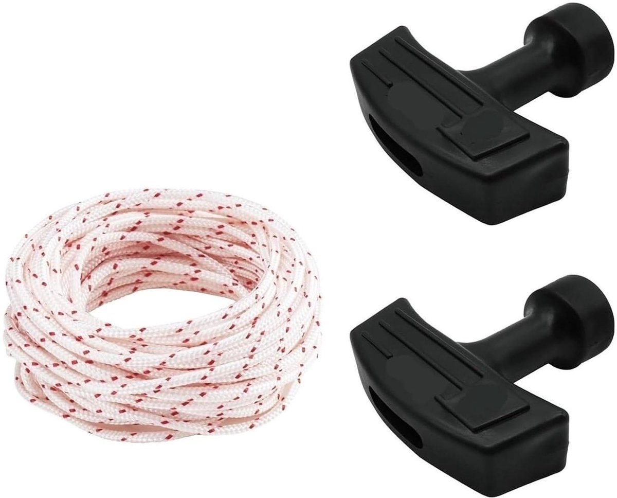 Terugslagstartkabel - Trekkoord Grasmaaier - Apparatuur Starten - Eenvoudig te Vervangen - 10 meter 3 mm - Zwart