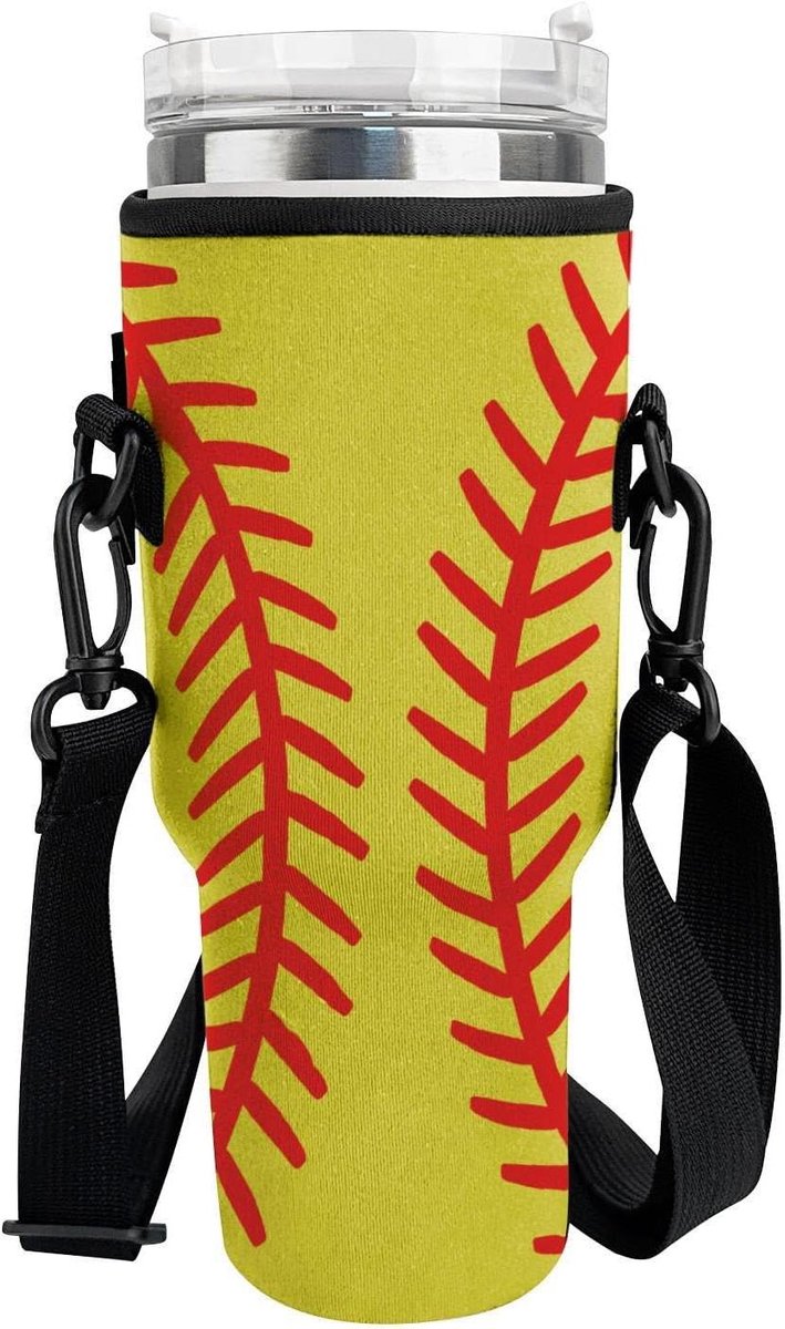 Bidonhouder Tas - Flessen Drager - Sport en Reis - Veelzijdige Draagopties - 40OZ Capaciteit - Gele Softbal