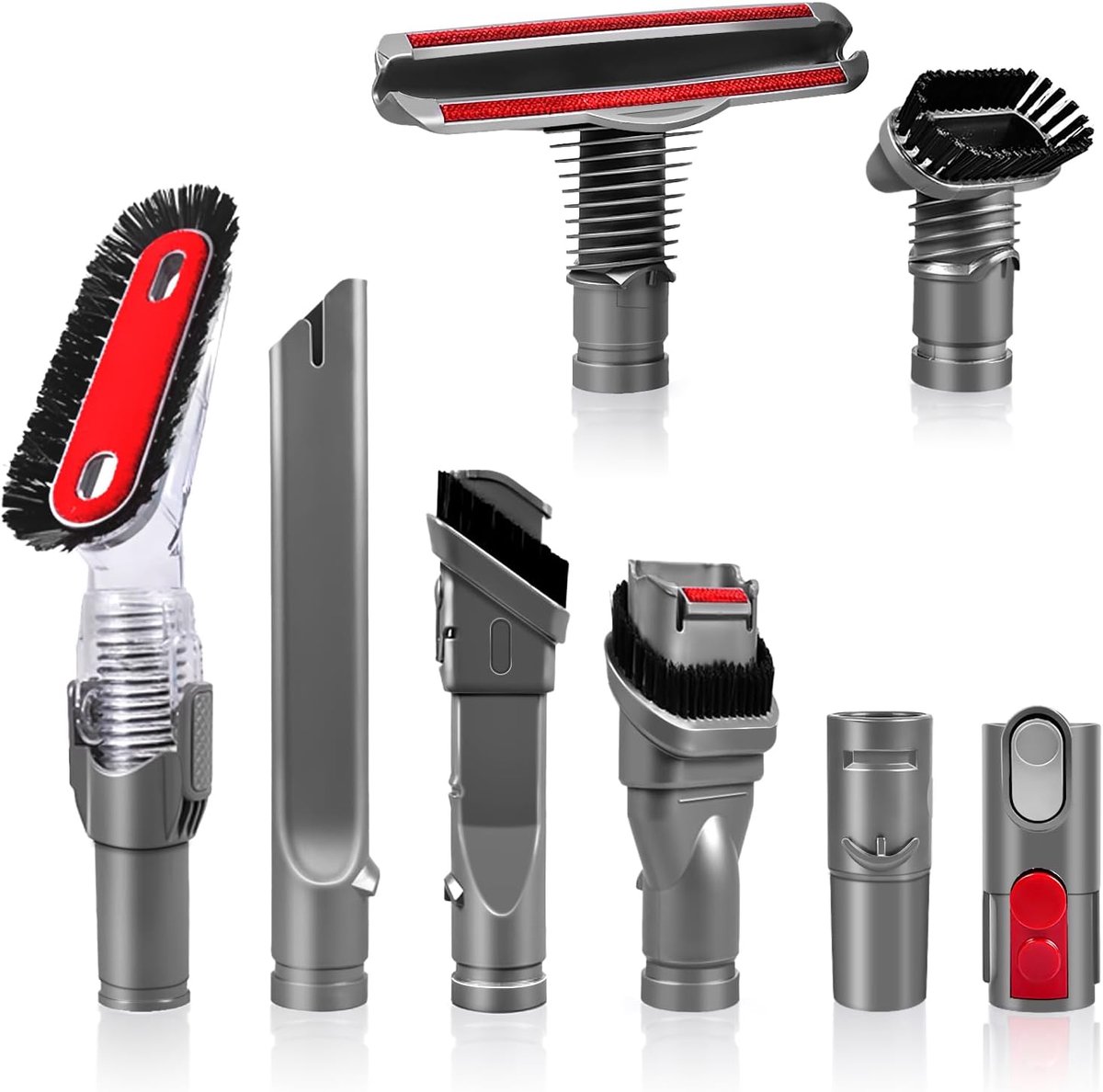 Accessoireset Borstel geschikt voor Dyson V7 V8 V10 V11 V15 SV10 SV11, Vervangingsset Mondstuk en Vloermondstuk geschikt voor Dyson DC33 DC35 DC62 DC29 DC34 DC19 Stofzuiger, 8 stuks