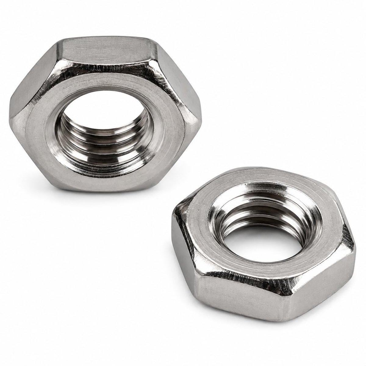 Zeskantmoer Din 439 Rvs A2 M4, 25 stuks Dunne zeskantmoer vorm B, Met
