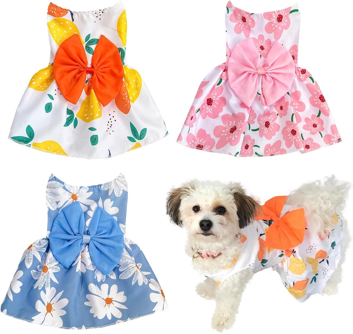 Jurken Puppy Bowknot prinsessenjurk met bloemen bruiloftsjurk