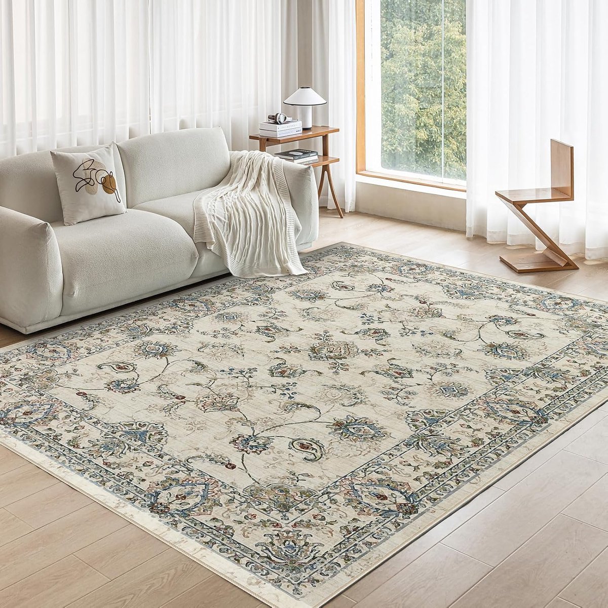 SnelShoppen - Wasbare Vloerkleden 300x400 cm, Laagpolig Tapijt, Antislip, Zacht Oosters Vloerkleed voor Slaapkamer, Woonkamer, Keuken, Eetkamer, Groen