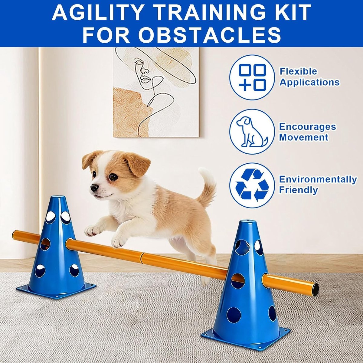 Agility Set voor Honden en Paarden met Hordes en Cones, Ideaal voor Trainingsoefeningen en Behendigheidstraining