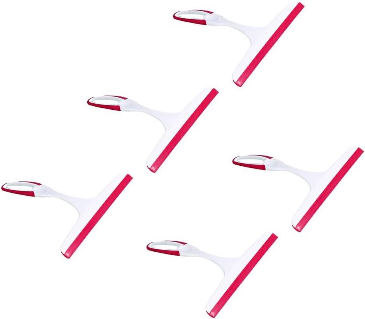 Raamschraper - Glazenkrabber Wisser - Vlekken Verwijderen - Ergonomische Antislip Handgreep - 24 x 21 cm - Rood