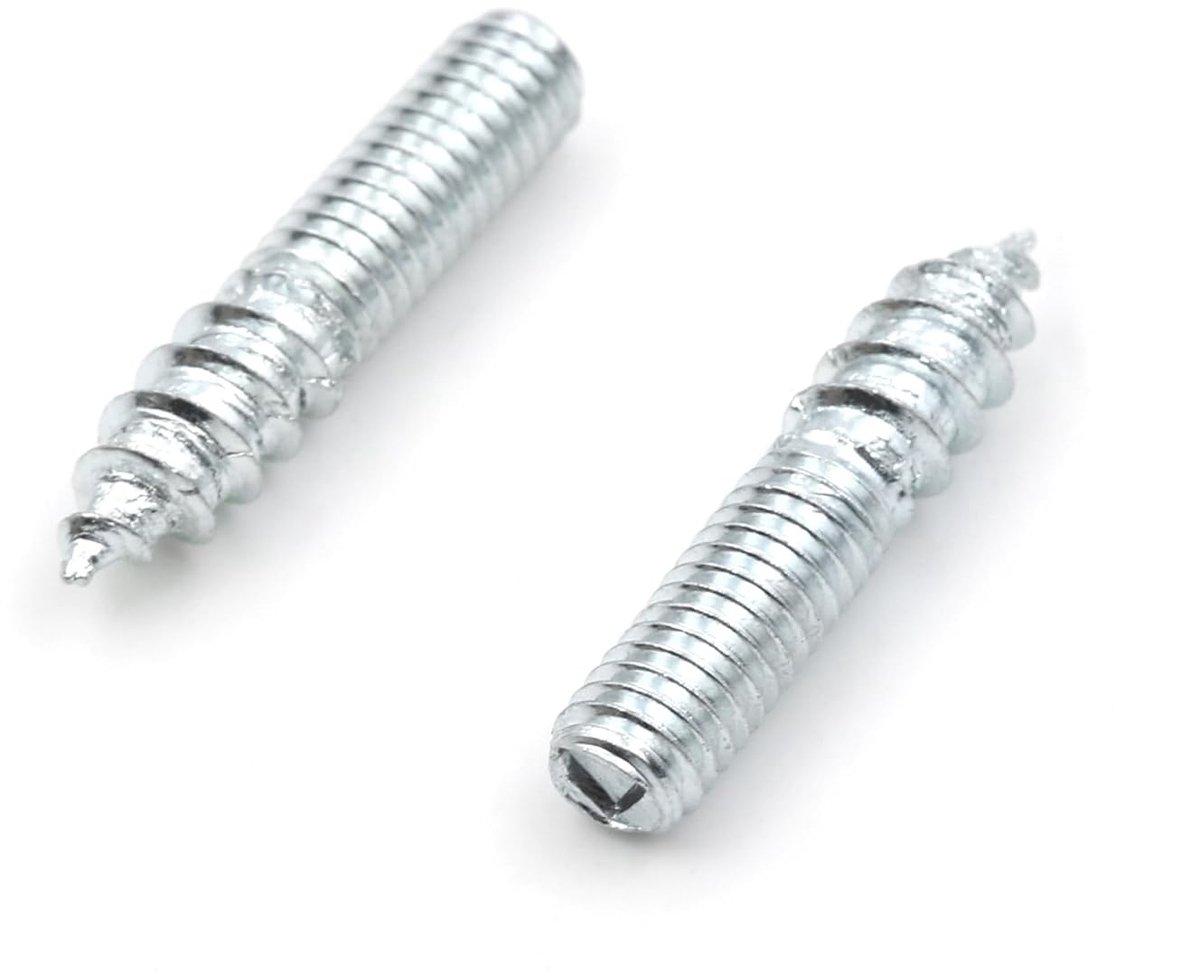 10 x stokschroef, dubbele schroefdraad, schroefpennen met houtdraad en metrische schroefdraad, staal, verzinkt, verbindingsschroef voor hout, metalen plugmontage (M5 x 25 mm, 10 stuks)