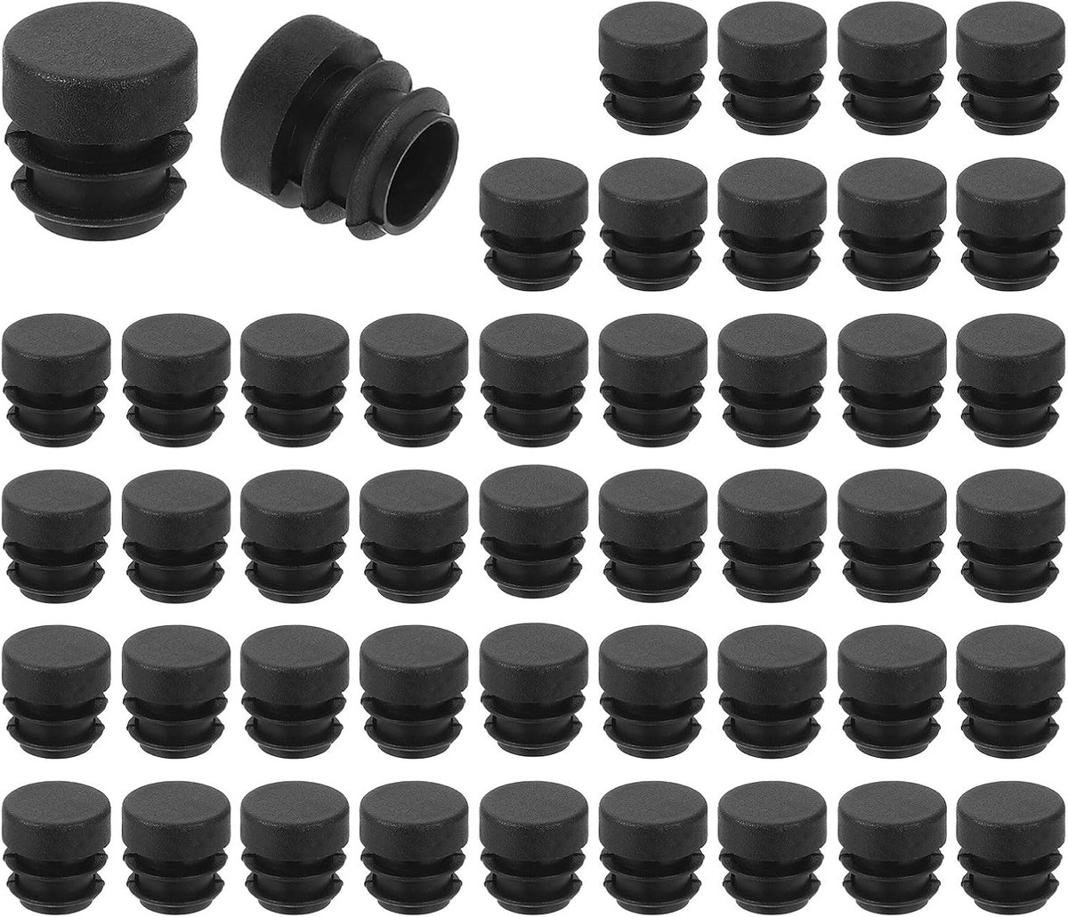 56 stuks ronde blindstops, afdekkappen voor boorgaten, 15 mm, kunststof meubelafdekkappen, glijbescherming voor stoel, bank, tafel, rek, zwart