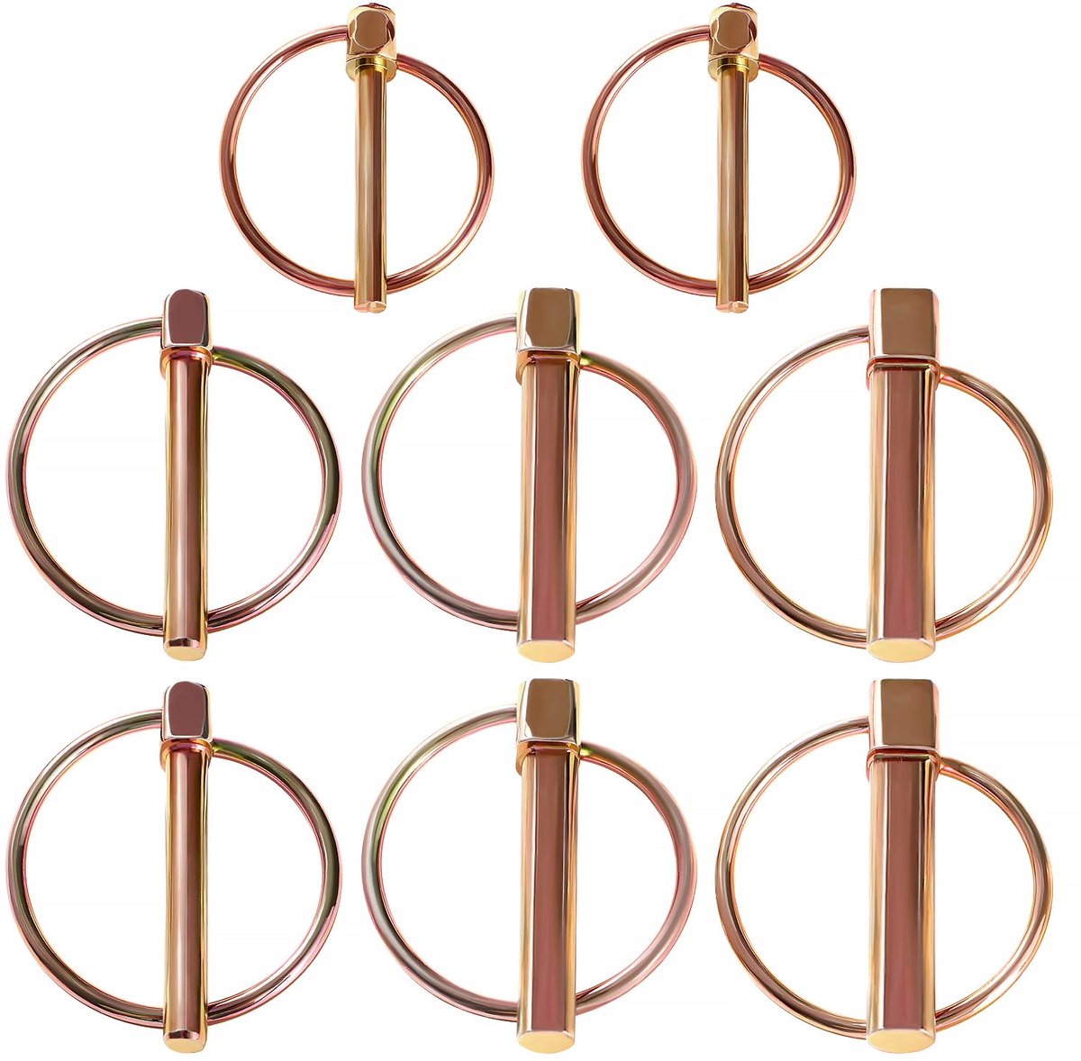 8 Stuks 4.5 / 6 / 8 / 10 mm Lynch Pin Kit, Ronde Lynchpennen, Koolstofstaal Trailer Lock Pin, Lynch Borgpen, voor Tractor, Trailer, Vrachtwagen, Maaier, Graver, Boot