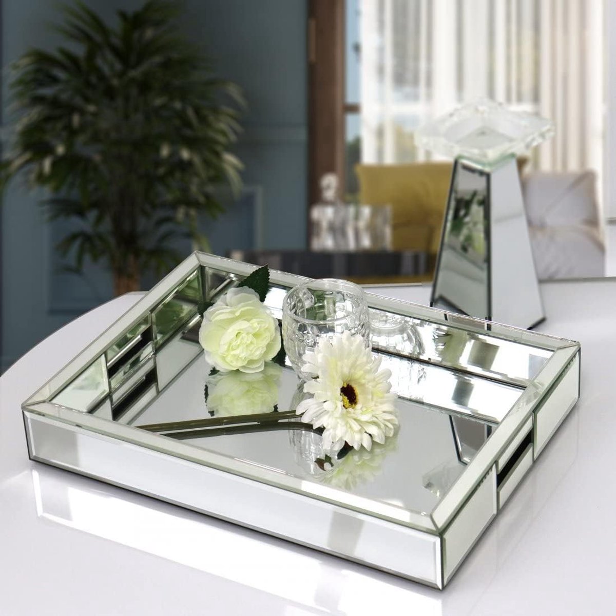 Decoratieve spiegel lade 11x14 inch - zilveren spiegel - elegante opbergtray - perfect voor parfum en sieraden - ShopVlot