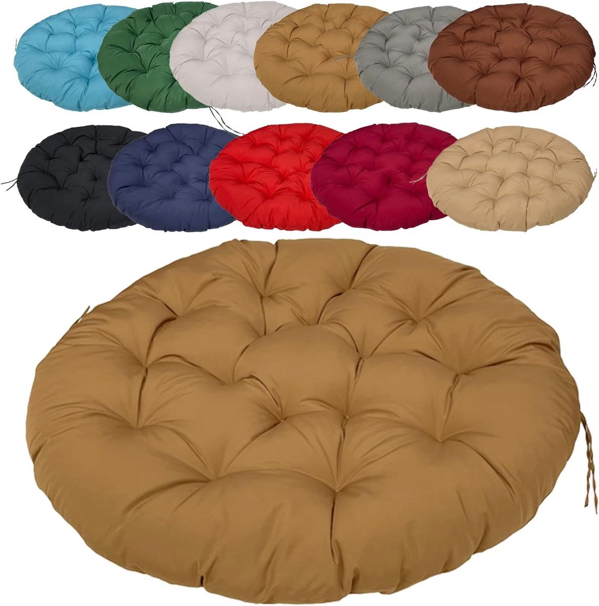Papasan Stoelkussen - Hangstoelkussen Rond - Buiten Ontspannen - Extra Dikke Vulling - 170 cm - Lichtbruin