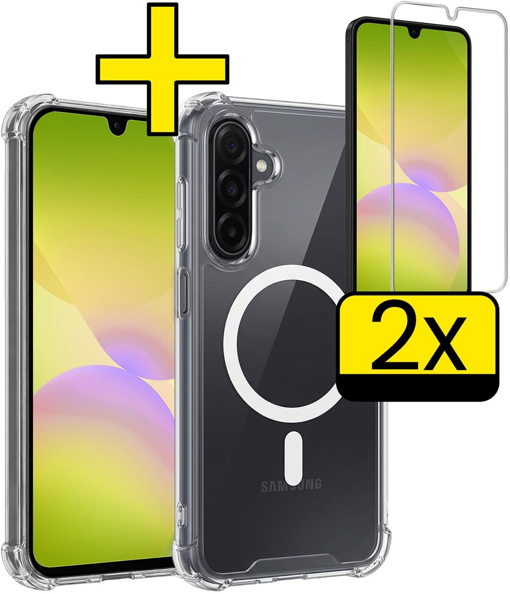 Hoesje - Met 2x Screenprotector - Geschikt voor Samsung Galaxy A26 - Magsafe Compatible - Sterk & Shockproof - Back Cover - Shock Proof Case - Telefoon Hoes - Telefoonhoesjes - Transparant
