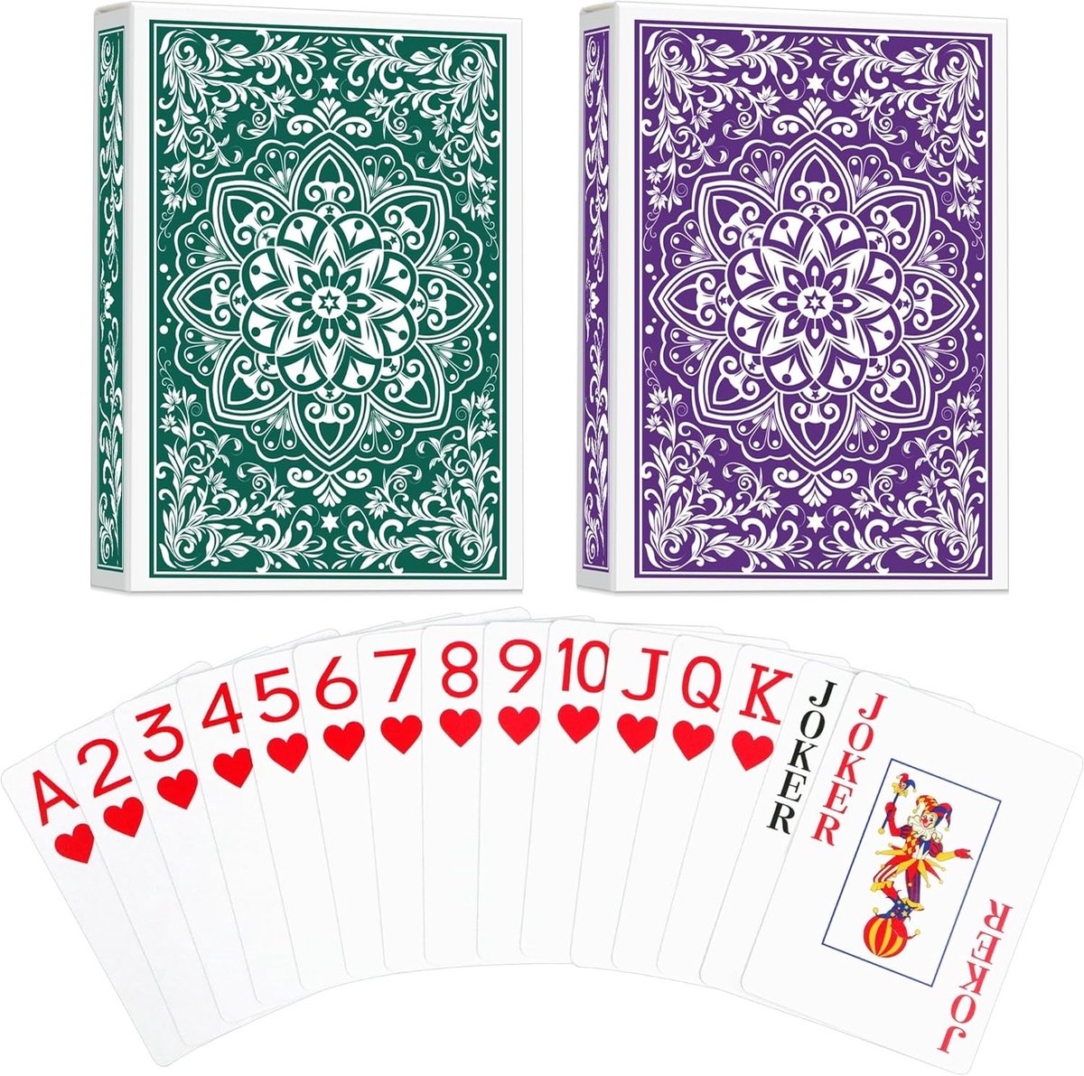 Professionele speelkaarten met jumbo index - 2 stuks kaartendeck voor poker, blackjack en romme spellen