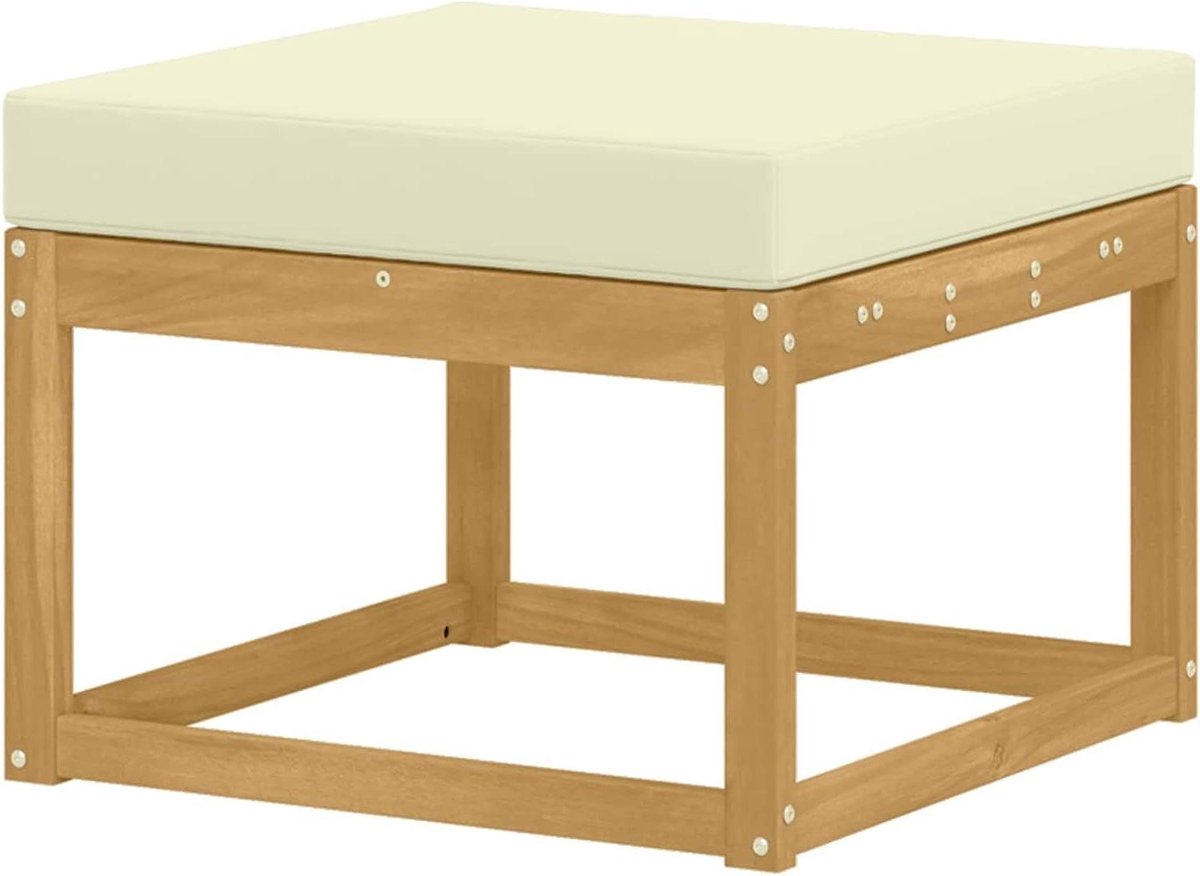 Outdoor Hocker - Zitbank Hout - Buiten Leven - Weerbestendig Acaciahout - 60x60x45cm - Wit