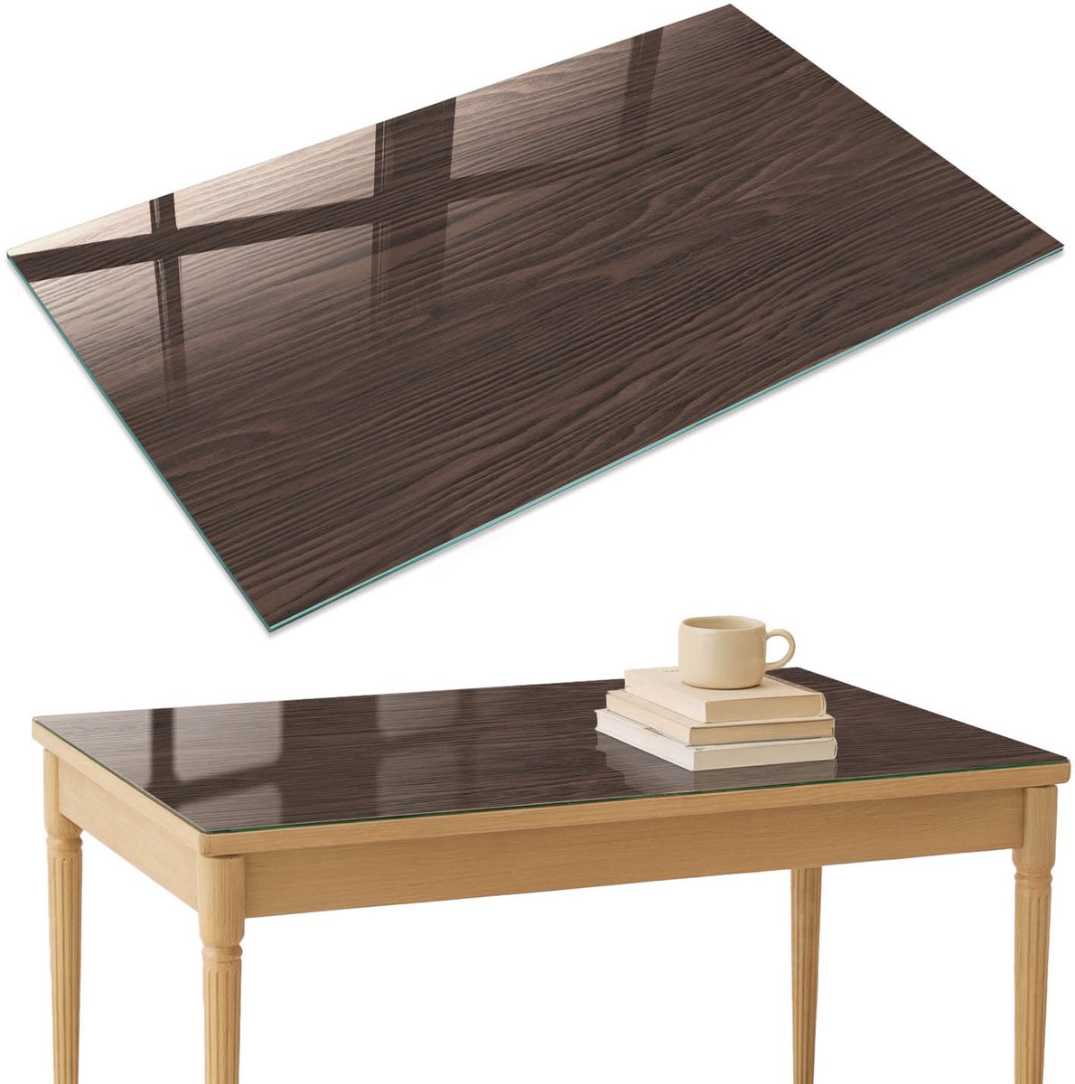 ArtPrintCave Houtstructuur Glazen Tafelblad 120x80 cm - Tafelblad Rechthoek - Bruin Glazen Eettafel - Texturen Glazen Eettafel