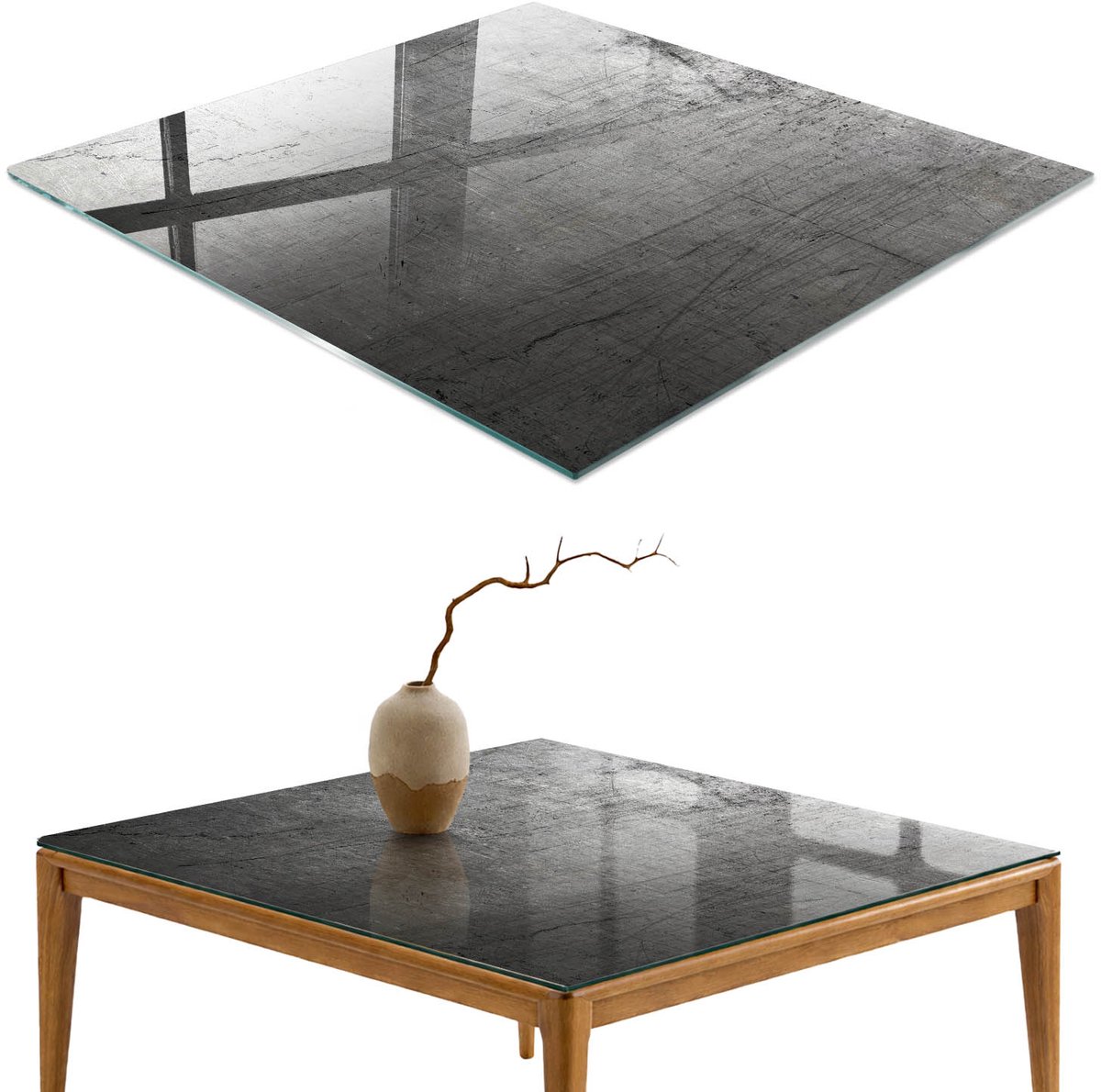 ArtPrintCave Industriële textuur Glazen Tafelblad 60x60 cm - Tafelblad Rechthoek - Grijs Glazen Eettafel - Achtergronden en patronen Eettafel Met Glasplaat