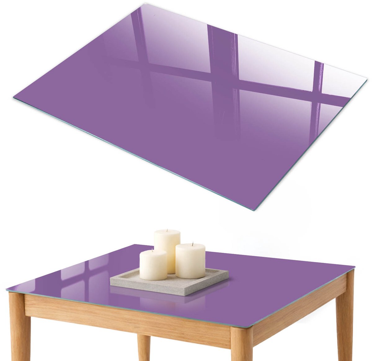 ArtPrintCave Violet Glazen Tafelblad 100x70 cm - Tafelblad Rechthoek - Paars Tafelblad Glas - Achtergronden en patronen Glasplaat