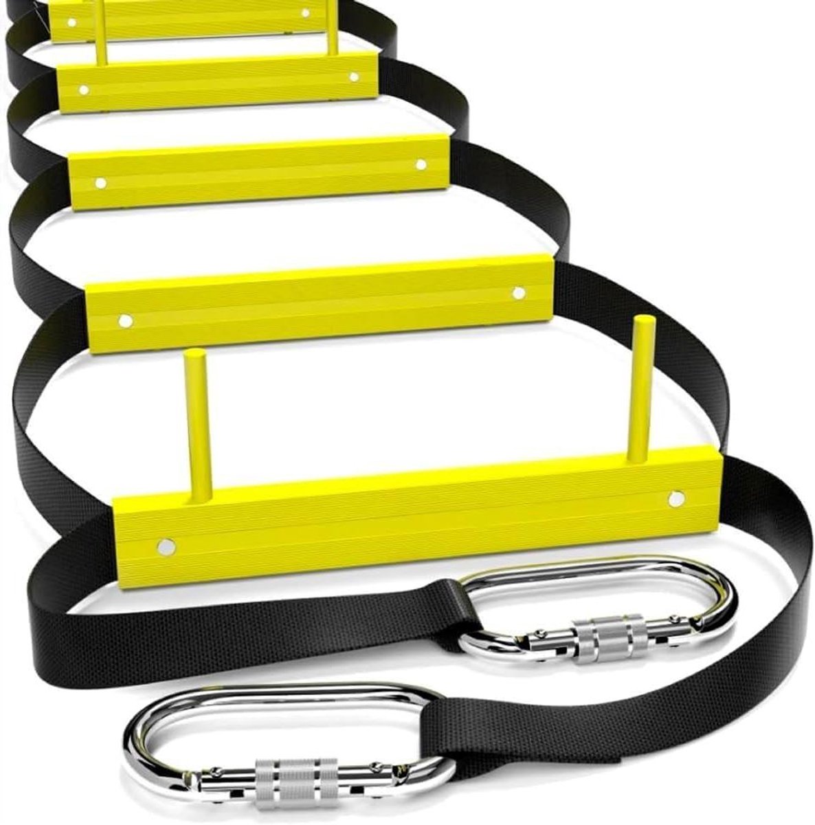 Brandladder 3 Verdiepingen - Ontsnappingsladder Noodladder - Veilige Evacuatie - Compact Opbergbaar - 25 Voet - Zwart Geel
