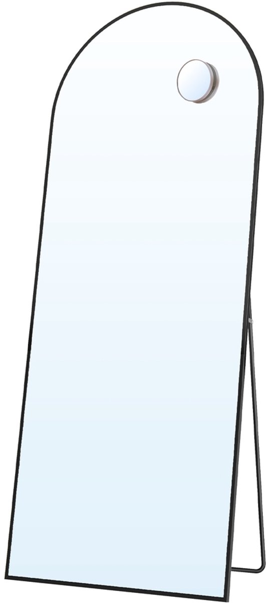Volledige spiegel met vergrootglas - Veiligheidsglas - Bolvormig - 165 x 60 cm - Zwart
