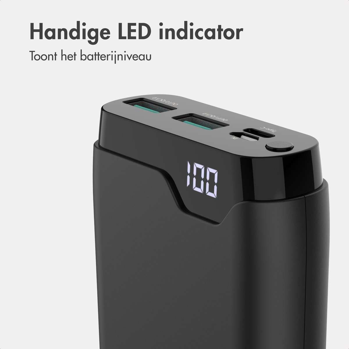 imoshion® Powerbank 20000 mAh - 22.5W Snellader - USB C / USB A - LED Display - Powerbanks - Universeel - Noodpakket - Zwart — cadeau in Telefoon & Tablet - foto 8