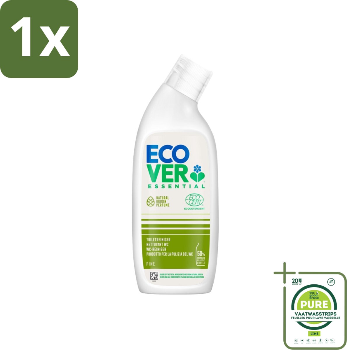 1 x Ecover - Toiletreiniger Essential - Dennenfris - 750 ml - Toilet Schoonmaak - Toilet Reiniger - Biologische Reiniger - Dennengeur - Milieuvriendelijk
