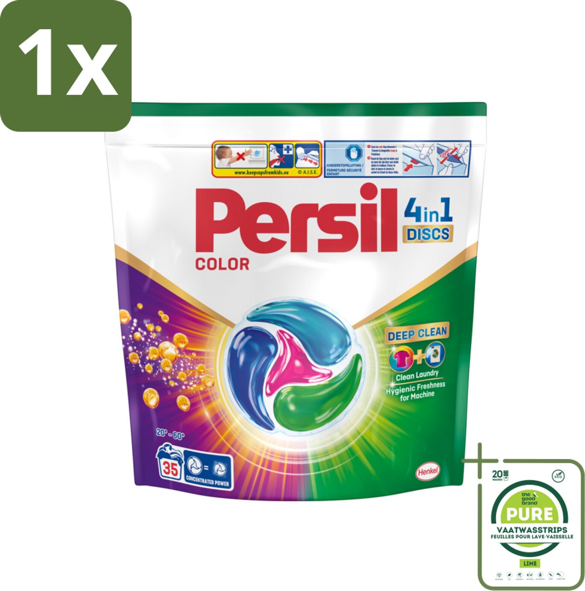 1 x Persil - Wasmiddel - Discs Color - Voor Gekleurde Was - Krachtige Vlekverwijdering - 35 wasbeurten - Wasmiddelen - Wascapsules - Kleurwas - Vlekkenverwijderaar - Wasverzorging