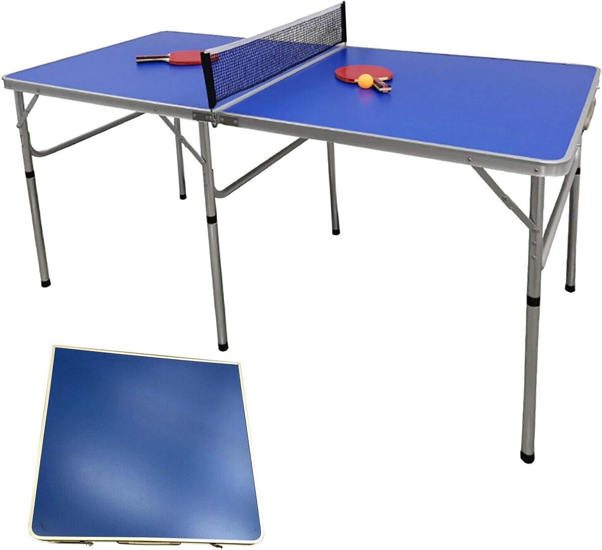 Tafeltennistafel - Inklapbare tafel - Binnen en buiten - Complete set inclusief - 152 x 76 cm - Blauw
